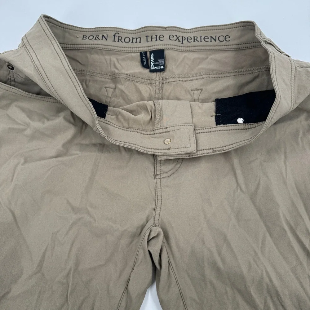 Prana Zion Slim Fit Pants Mens 38x34 Mud Khaki Stretch Hiking Outdoor Trousers